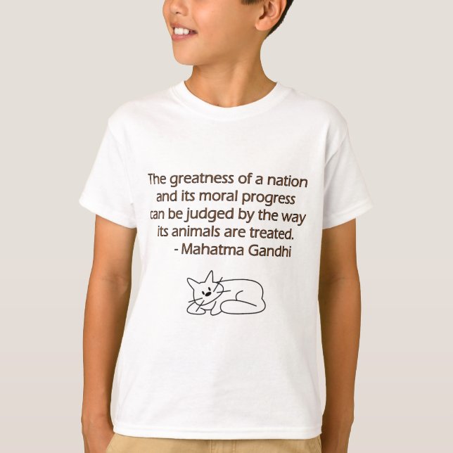 Gandhi Animals Quote with Cat T-Shirt (Front)