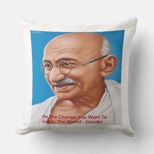 Gandhi  Be The Change Quote Jumbo Cotton Pillow