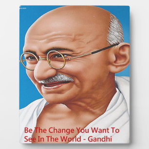 Gandhi & Be The Change Quote Plaque