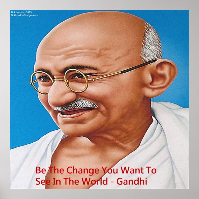 Gandhi & Be The Change Quote Poster (Front)