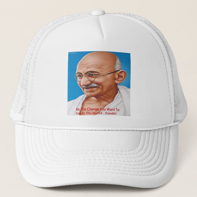 Gandhi & Be The Change Quote Trucker Hat (Front)