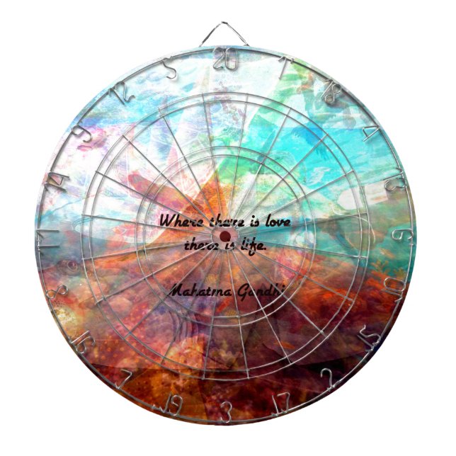 Gandhi Inspirational Quote about Love, Life & Hope Dartboard With Darts (Front)