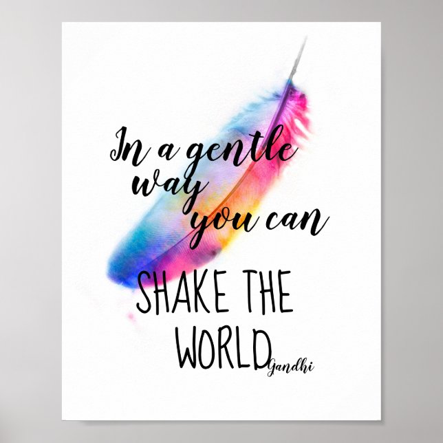 Gandhi inspirational quote poster colorful feather (Front)