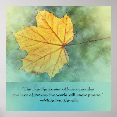 Gandhi Peace Leaf Quote Poster