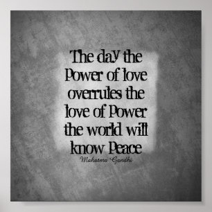 Gandhi peace quote typography on gray poster