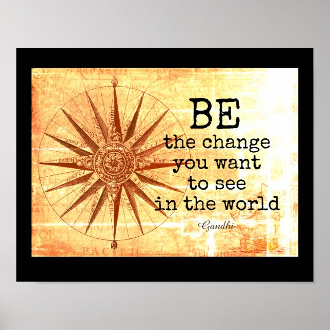 Gandhi quote be the change word art poster (Front)