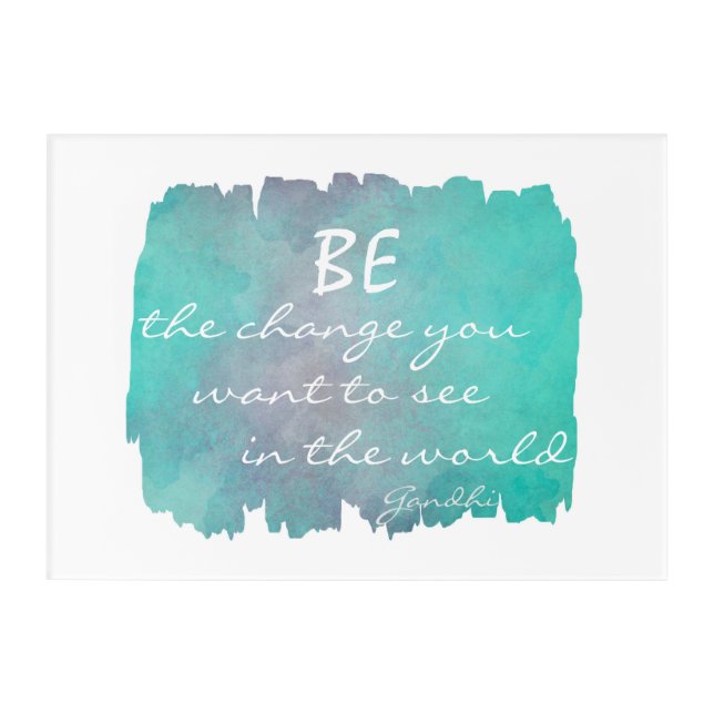 Gandhi quote inspirational wall art be the change (Front)
