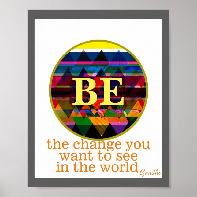 Gandhi quote motivational poster be the change (Front)