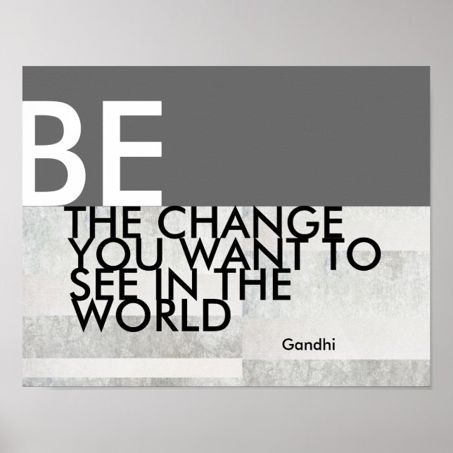Gandhi quote motivational poster gray and white (Front)