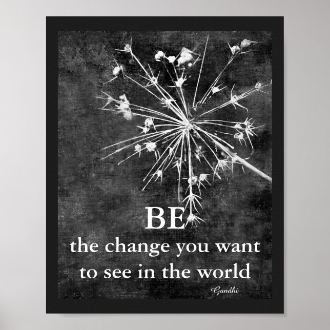 Gandhi quote poster be the change nature art gray (Front)