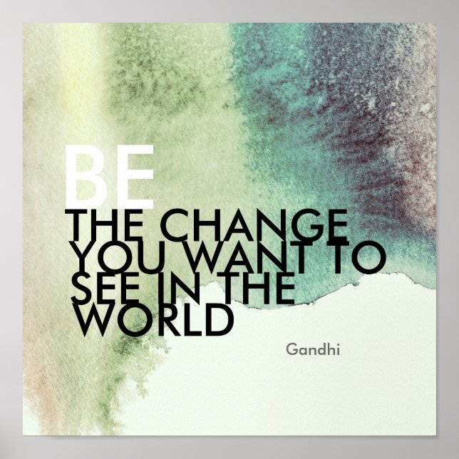 Gandhi quote poster be the change watercolor style (Front)