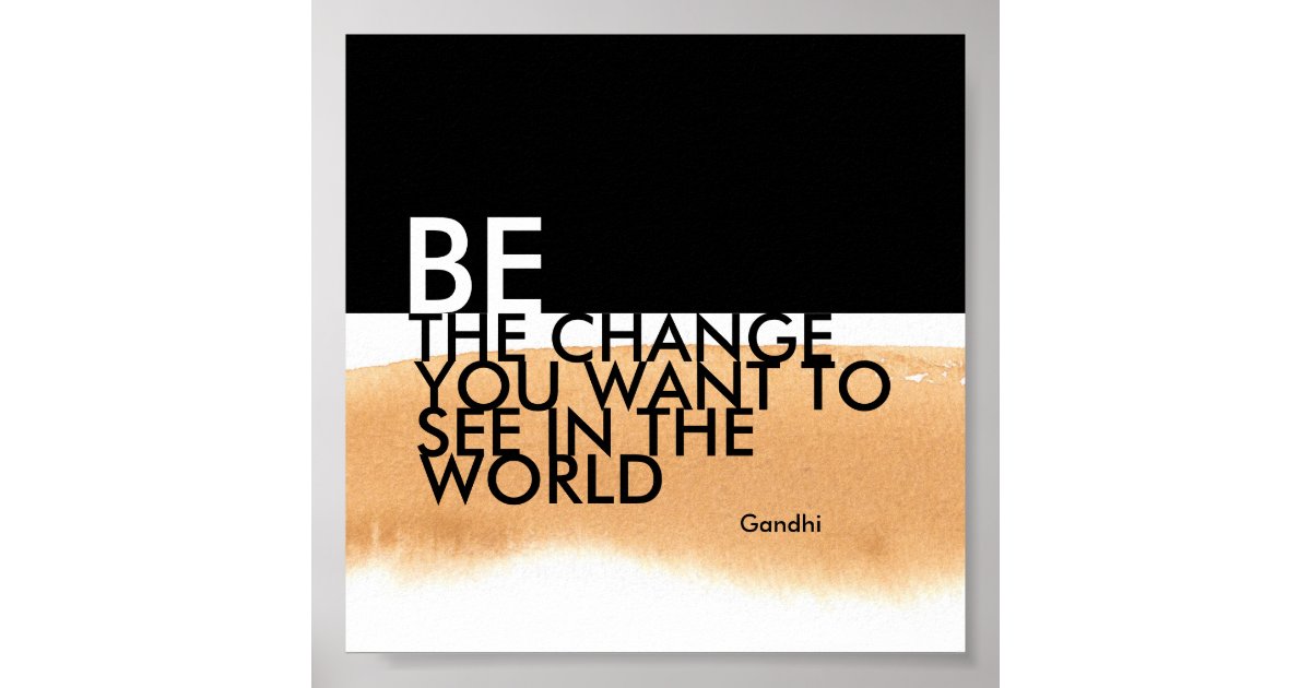 Gandhi quote poster be the change watercolor style ...