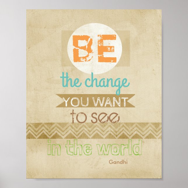 Gandhi quote poster inspirational be the change (Front)