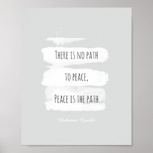 Gandhi quote poster on peace gray and white