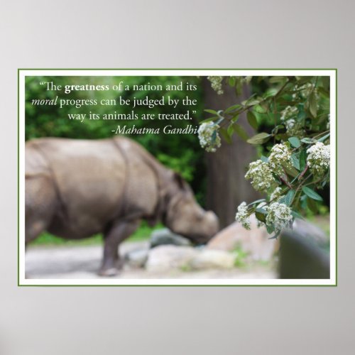 Gandhi Quote Treat the Animals Well Poster