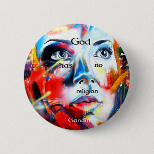 Gandhi Spiritual Quotation God Has No Religion Button