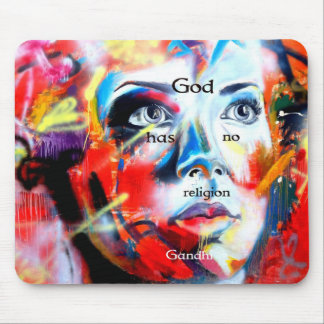 Gandhi Spiritual Quotation God Has No Religion Mouse Pad