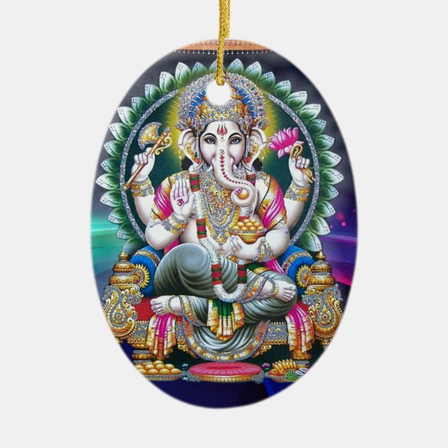 GANESH AURA BLESSINGS CERAMIC ORNAMENT (Front)