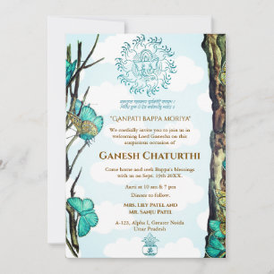 Ganesh Chaturthi Puja Butterfly Invitation