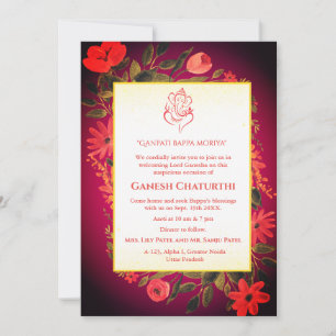 Ganesh Chaturthi Puja Floral Invitation