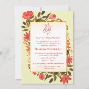 Ganesh Chaturthi Puja Floral Invitation