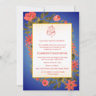 Ganesh Chaturthi Puja Floral Invitation