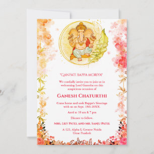 Ganesh Chaturthi Puja Floral Invitation