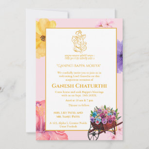 Ganesh Chaturthi Puja Floral Invitation