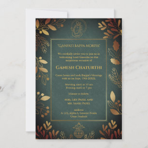 Ganesh Chaturthi Puja Golden Elements Invitation