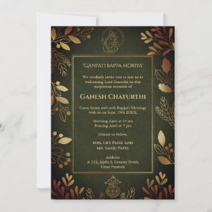 Ganesh Chaturthi Puja Golden Elements Invitation