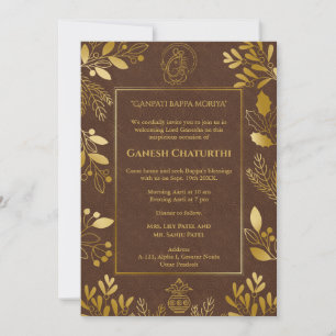 Ganesh Chaturthi Puja Golden Elements Invitation