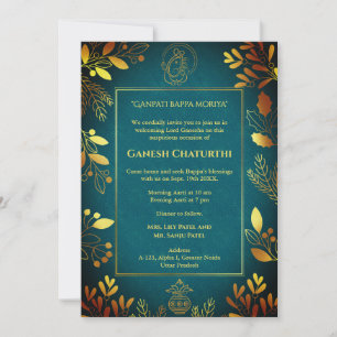 Ganesh Chaturthi Puja Golden Elements Invitation