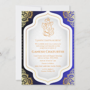 Ganesh Chaturthi Puja Golden Invitation