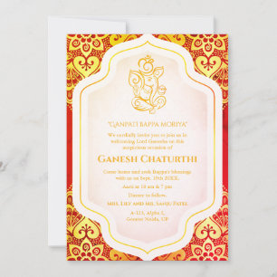 Ganesh Chaturthi Puja Golden Invitation