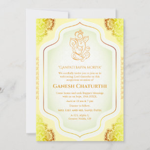 Ganesh Chaturthi Puja Golden Invitation