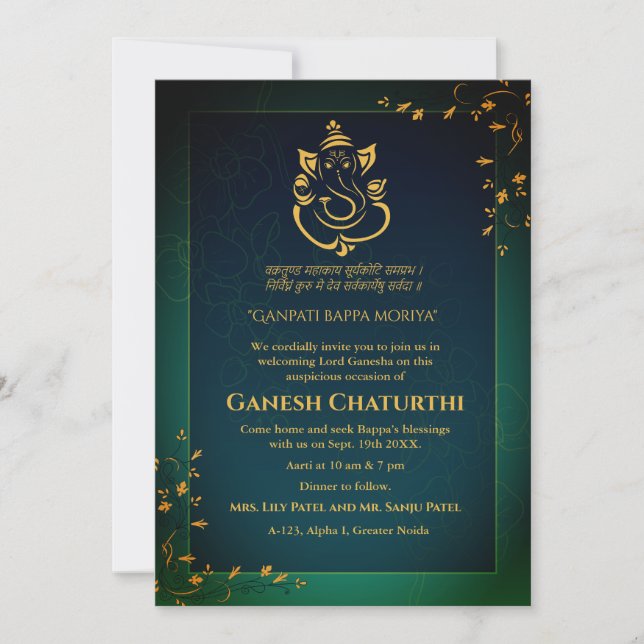 Ganesh Chaturthi Puja Invitation (Front)