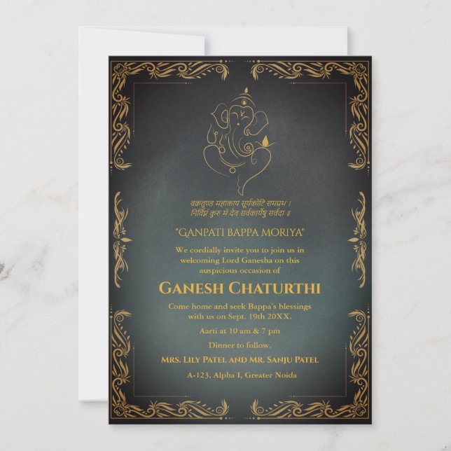 Ganesh Chaturthi Puja Invitation (Front)