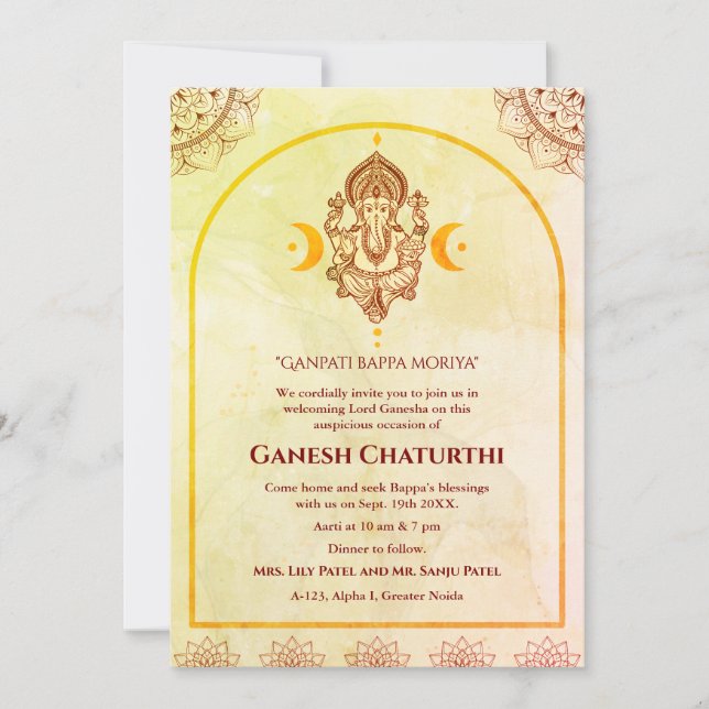 Ganesh Chaturthi Puja Invitation (Front)