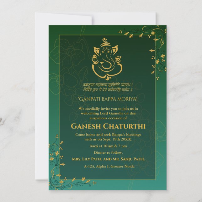 Ganesh Chaturthi Puja Invitation (Front)