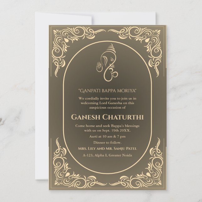 Ganesh Chaturthi Puja  Invitation (Front)