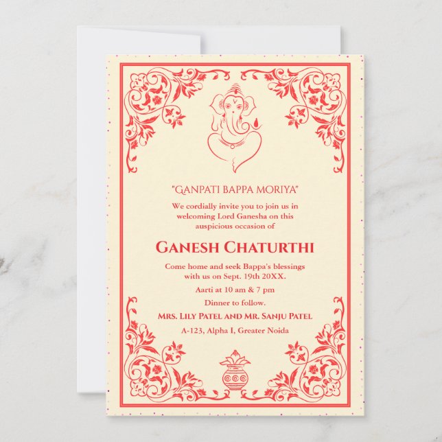 Ganesh Chaturthi Puja  Invitation (Front)