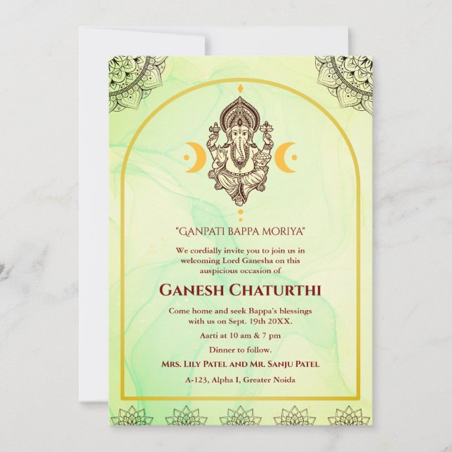 Ganesh Chaturthi Puja Invitation (Front)
