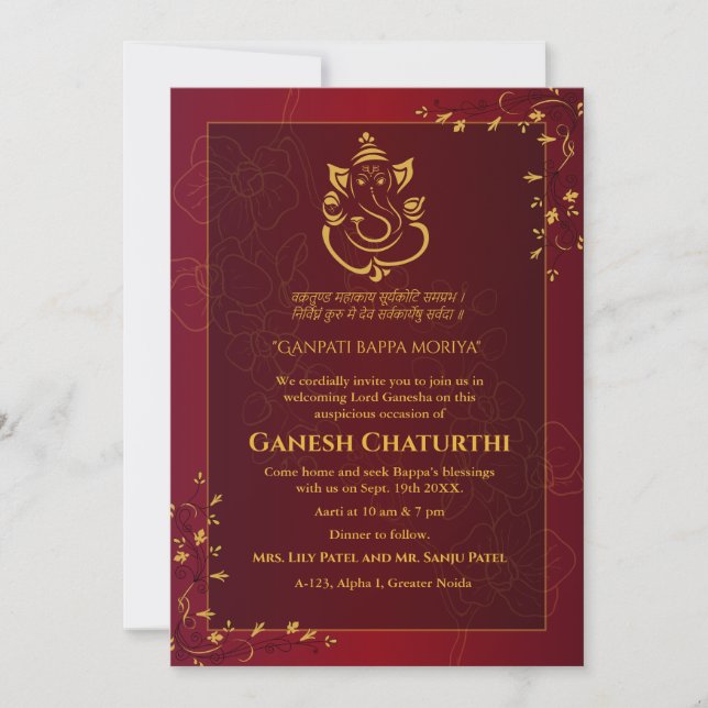 Ganesh Chaturthi Puja Invitation (Front)