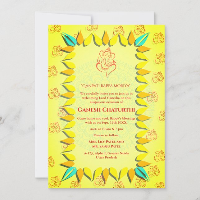 Ganesh Chaturthi Puja Invitation (Front)