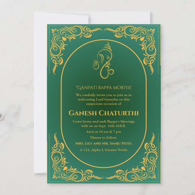Ganesh Chaturthi Puja  Invitation (Front)