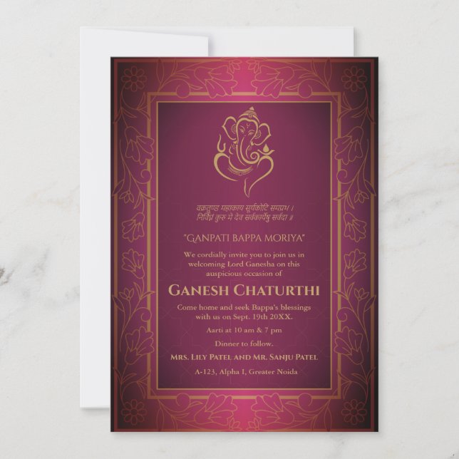 Ganesh Chaturthi Puja Invitation (Front)