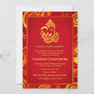 Ganesh Chaturthi Puja Roya Golden Elements Invitat Invitation