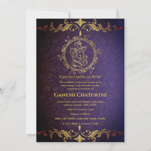 Ganesh Chaturthi Puja Roya Golden Elements Invitation