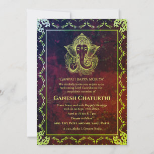 Ganesh Chaturthi Puja Roya Golden Elements Invitation