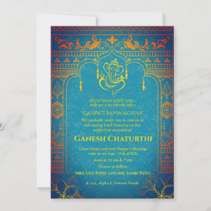 Ganesh Chaturthi Puja Roya Golden Elements Invitation
